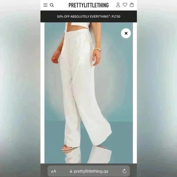 Pretty little thing, satin asymmetric tie waist tailored trousers 6 - Picture 5 of 8